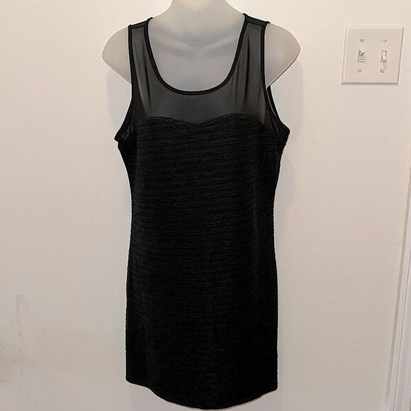 Forever 21 Mini Shirt Length Black Sheer Top Dress Large L NWT - Picture 1 of 5